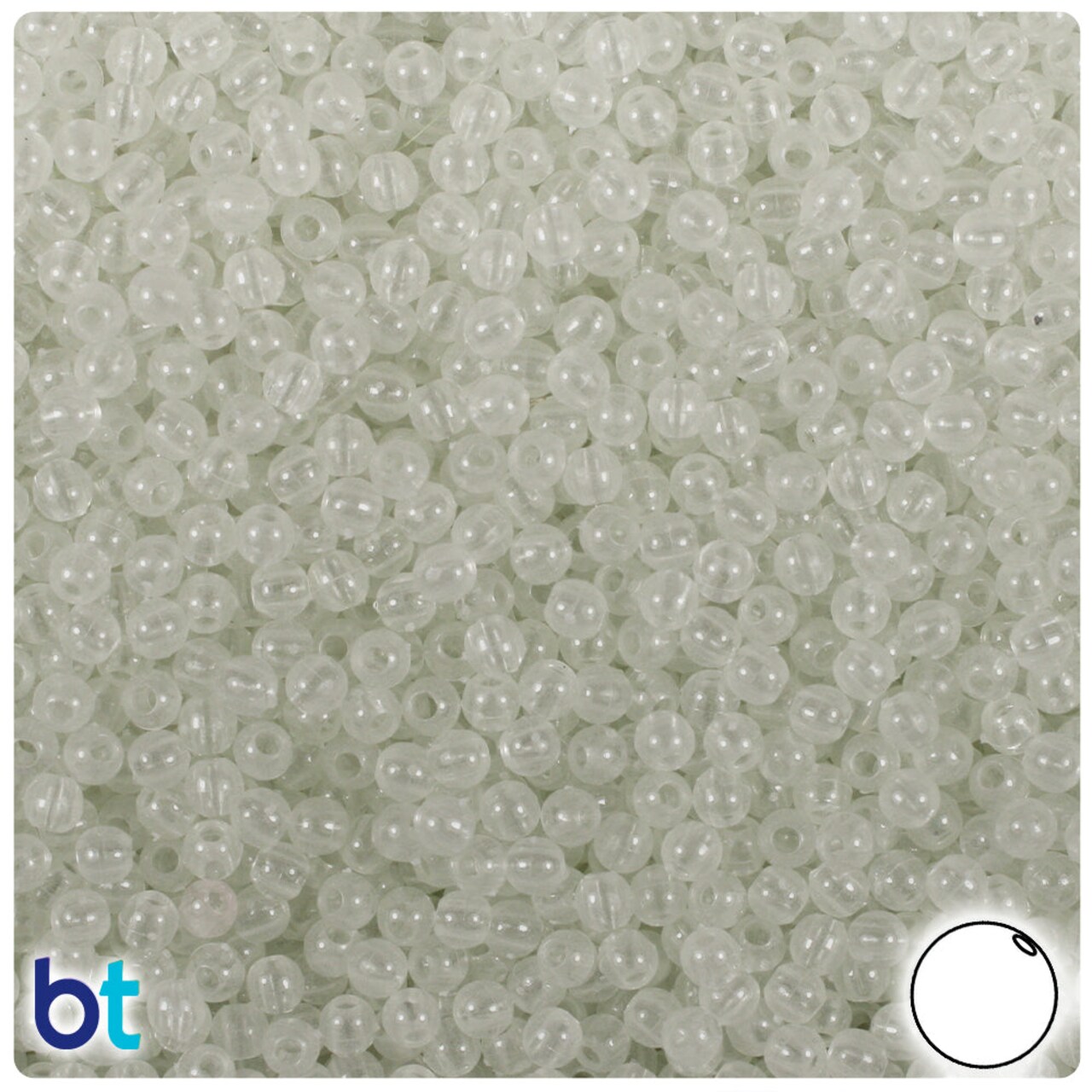 BeadTin Night Glow-in-the-Dark 4mm Round Plastic Craft Beads (1000pcs)